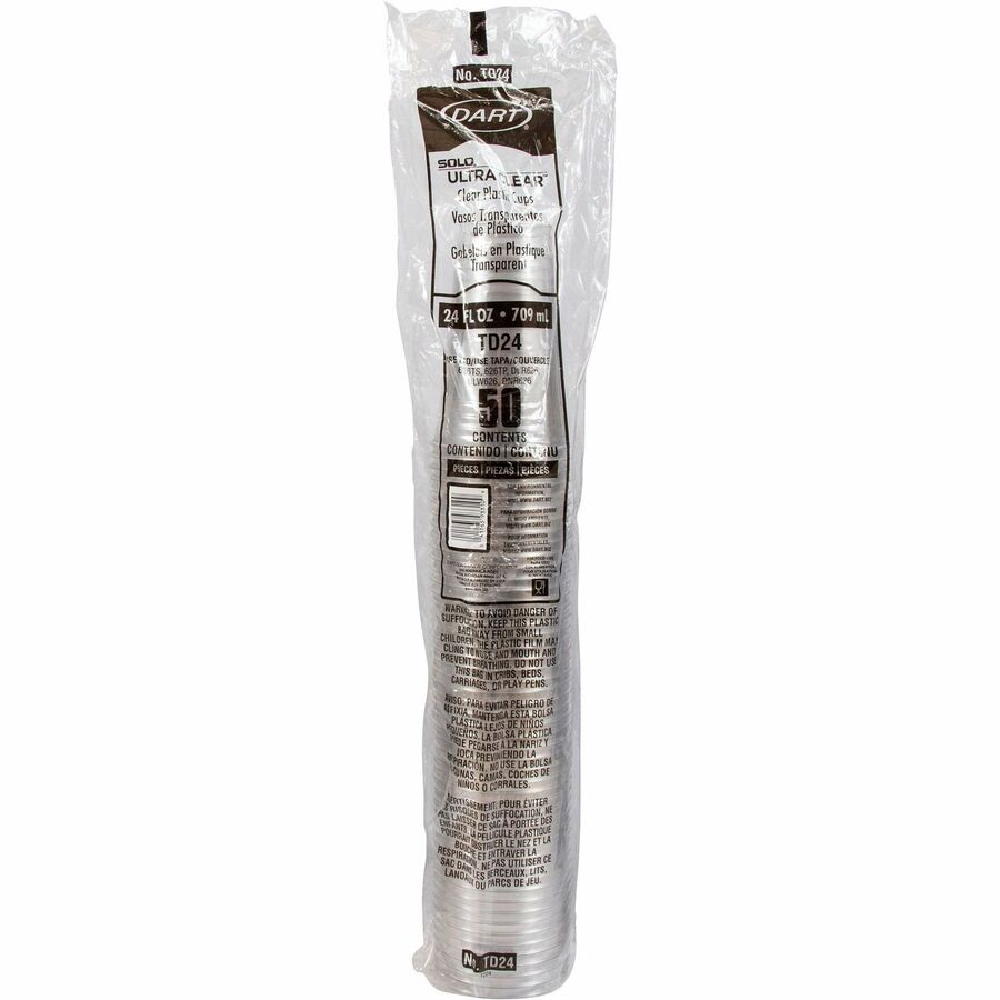 Image of SOLO® Cold Cups, PET, 24oz, 50/Bag, 12/CT, Clear