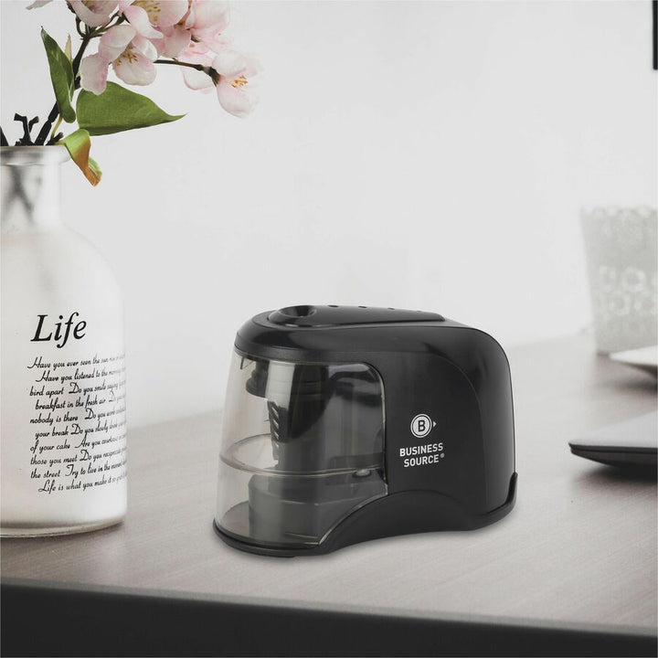 Image of Business Source 02870 2-way Electric Pencil Sharpener, AC Adapter Powered, Steel Alloy, ABS Plastic, 1 Each