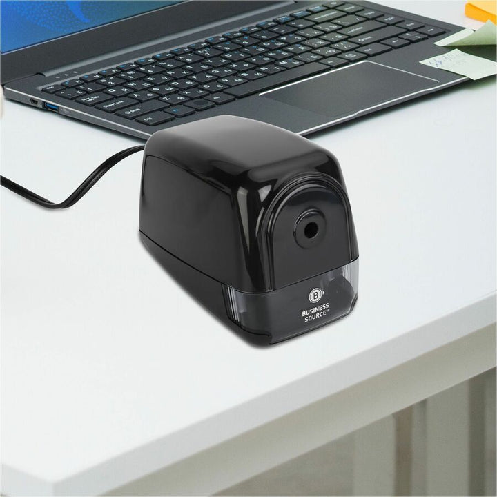 Image of Business Source Pencil Sharpener, Electric, 4-1/2"Wx7-1/10"Lx3-9/10"H, Black