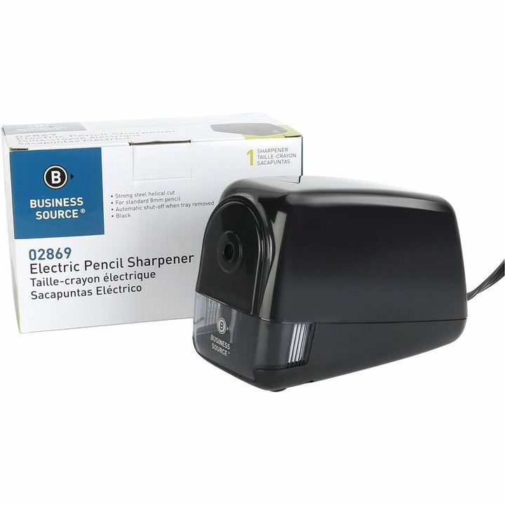 Image of Business Source Pencil Sharpener, Electric, 4-1/2"Wx7-1/10"Lx3-9/10"H, Black