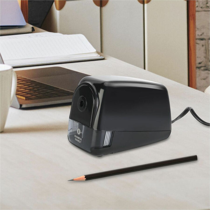 Image of Business Source Pencil Sharpener, Electric, 4-1/2"Wx7-1/10"Lx3-9/10"H, Black
