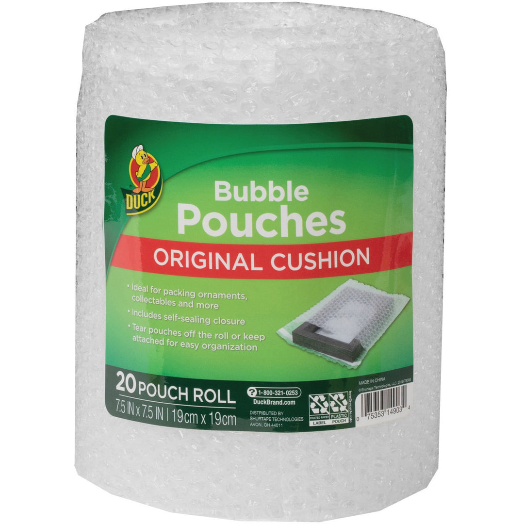 Image of Duck® Bubble Pouch, 7-1/2"Wx7-1/2"H, 20/PK, Clear