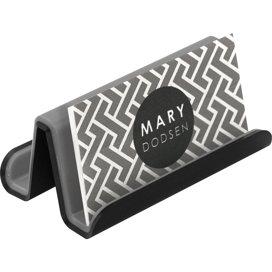 Image of Advantus Business Card Holder,50-Card Cap,Plastic,3"x2-1/2"x3",BK/GY