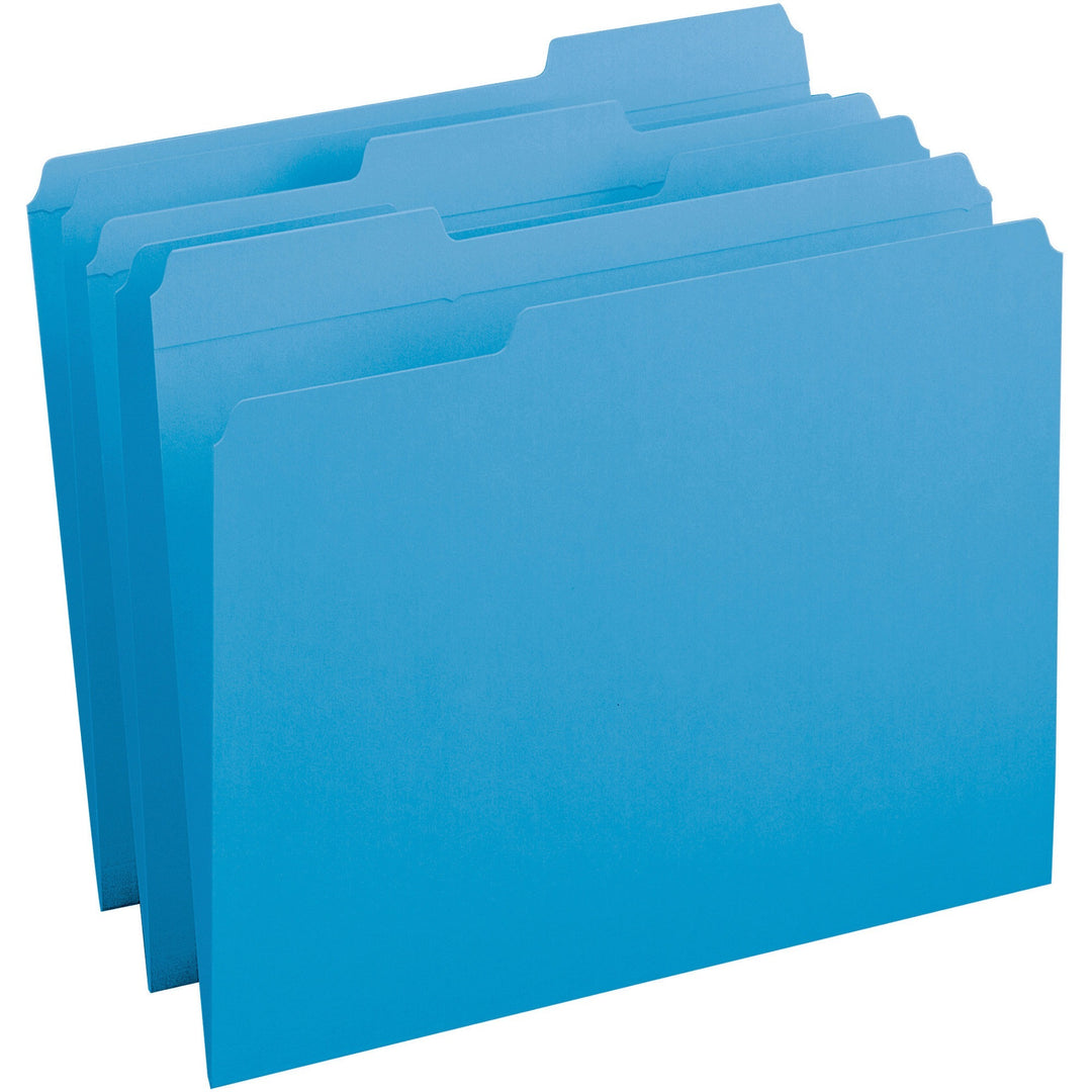 Image of Business Source Folder, 1/3-Cut Tab, 10-1/5"x12-1/5"x3-2/5", 100/BX, Blue