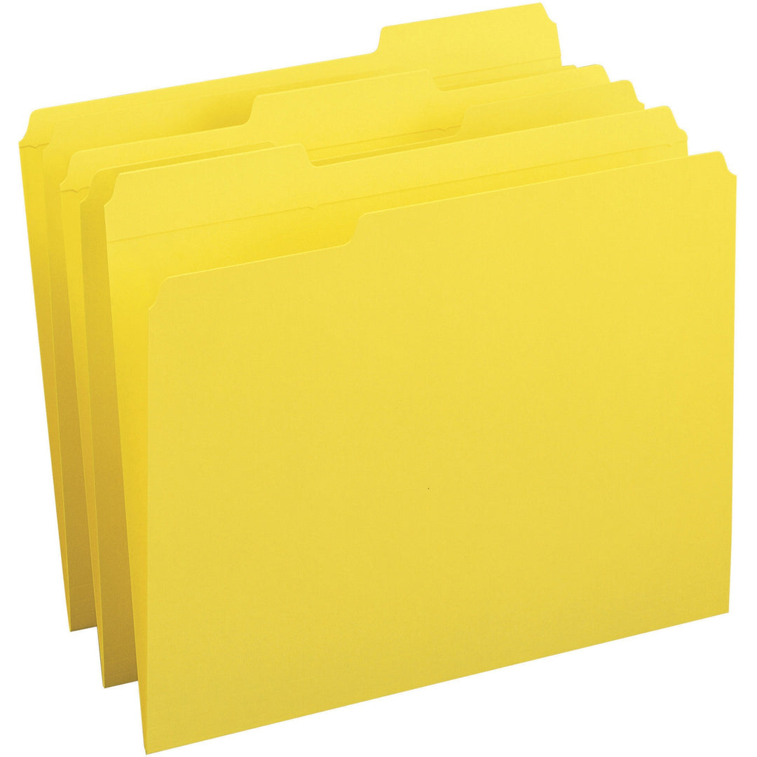 Image of Business Source Folder, 1/3-Cut Tab, 10-1/5"x12-1/5"x3-2/5", 100/BX, Yellow