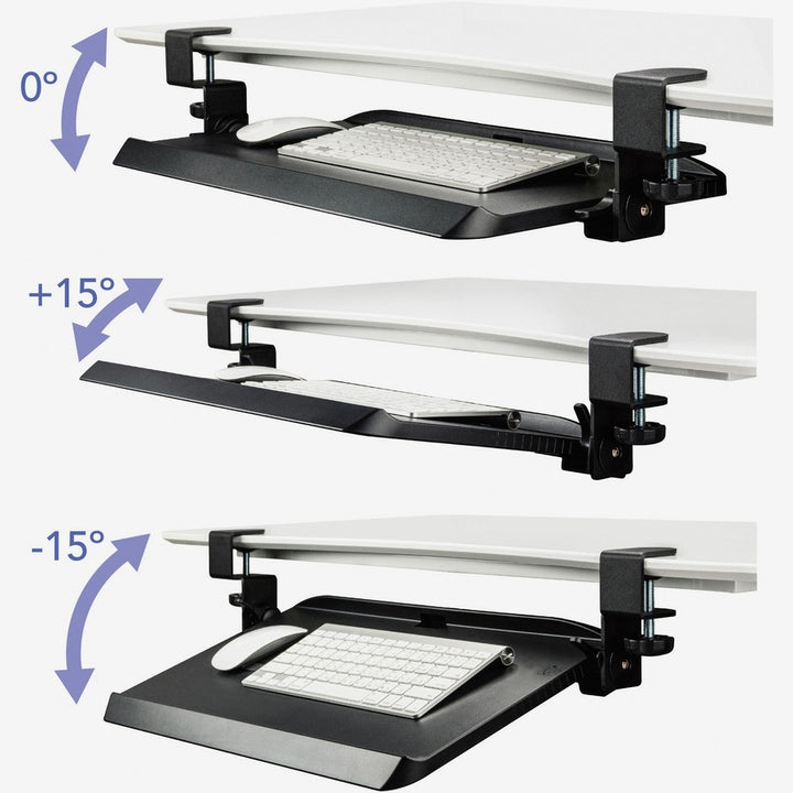 Image of Kantek Keyboard Tray, Clamp, 20-1/4"Wx11-3/4"L, Black