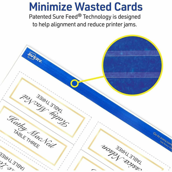 Image of Avery® Tent Cards, White/Gold, 3.75" x 1.44", 6 Cards/Sheet, 25 Sheets/Pack