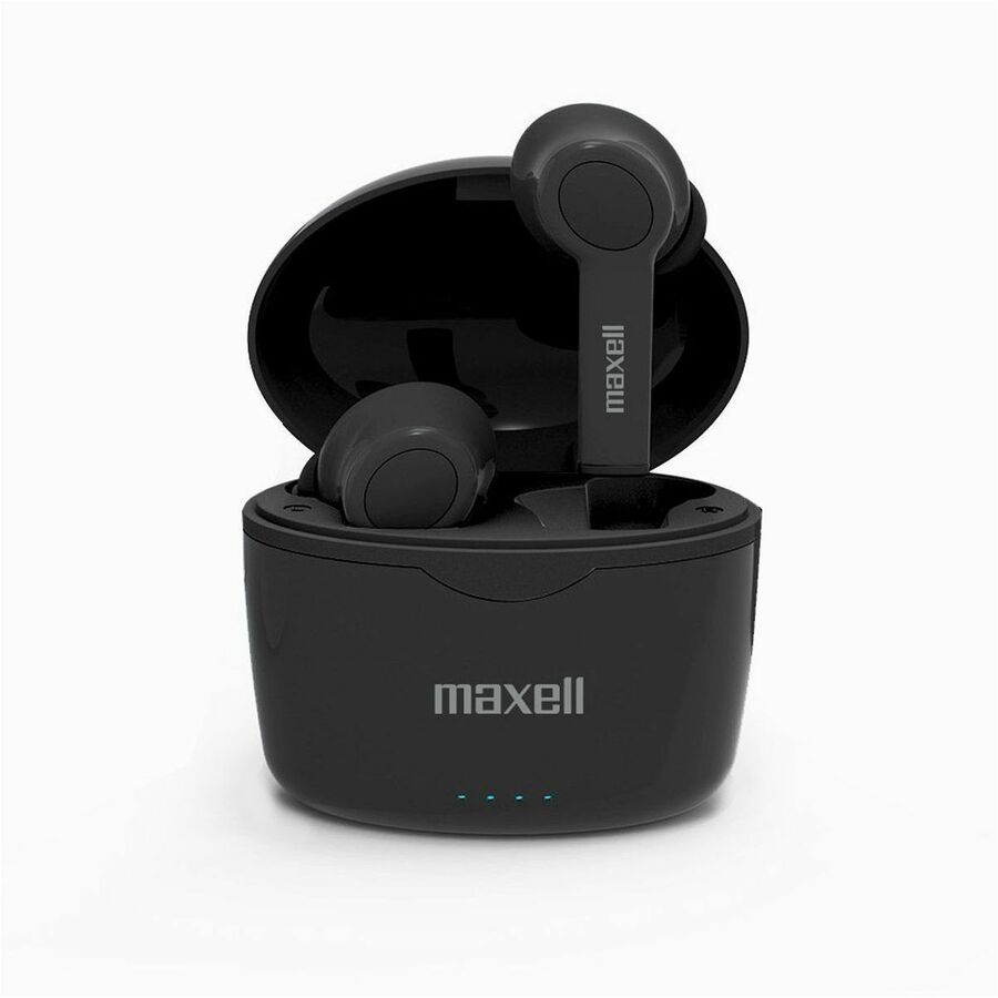 Image of Maxell® Earbuds,Wireless,Bluetooth,w/Charging Case,12-Hour,Black