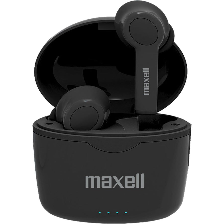 Image of Maxell® Earbuds,Wireless,Bluetooth,w/Charging Case,12-Hour,Black
