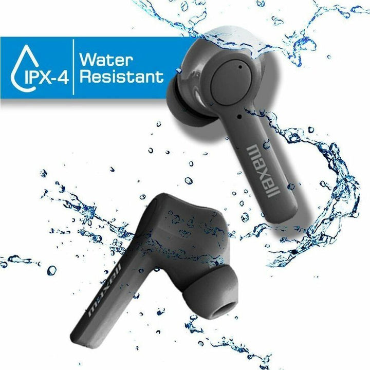 Image of Maxell® Earbuds,Wireless,Bluetooth,w/Charging Case,12-Hour,Black