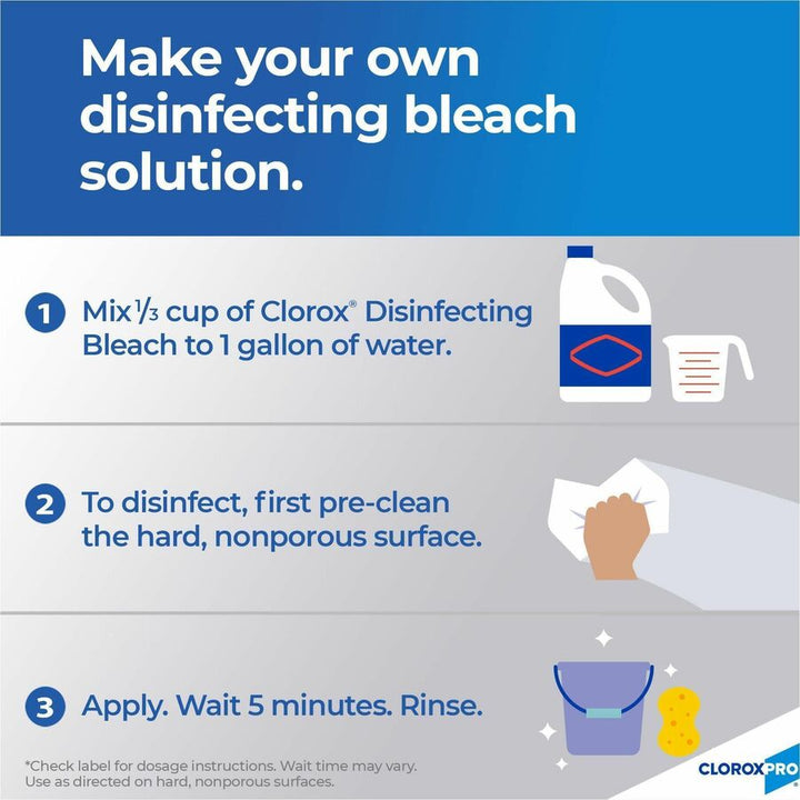 Image of CloroxPro™ 30966 Clorox Germicidal Bleach, Concentrate, 121 fl oz (3.8 quart), Disinfectant, Deodorize, Clear, 1 Each