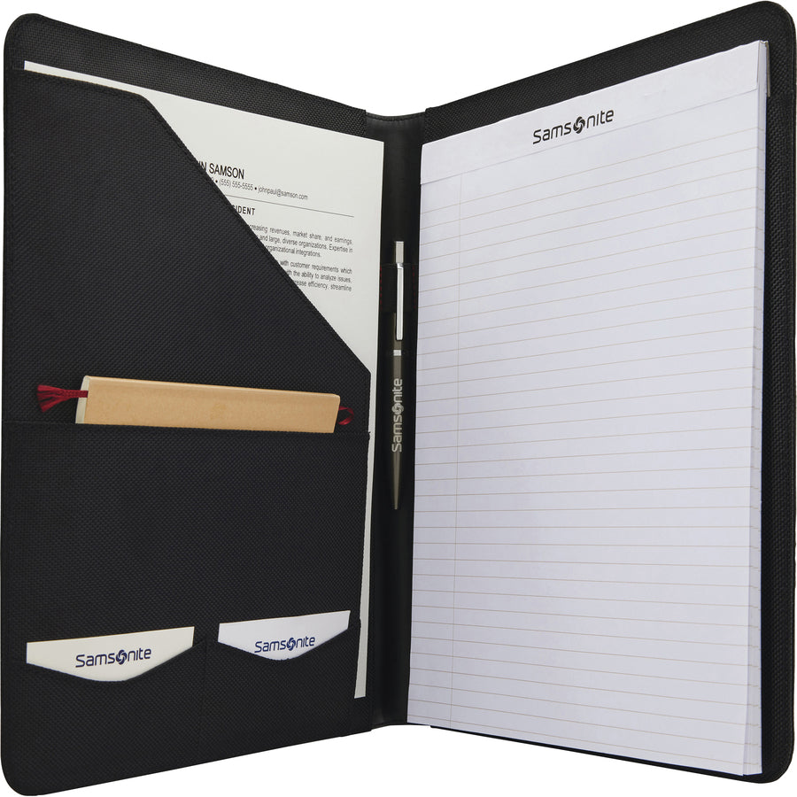 Image of Samsonite® Portfolio, w/ Writing Pad, 3/4"Wx9-3/4"Lx12-1/2"H, Black