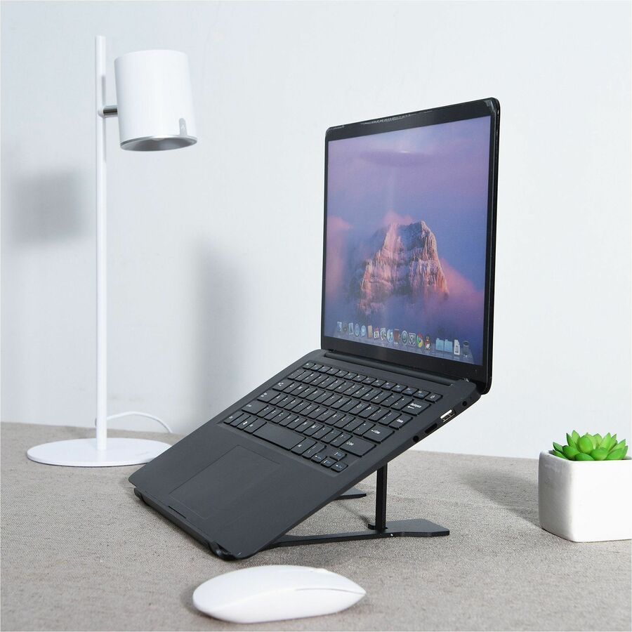 Image of Data Accessories Company Laptop Stand, Height-Adjustable 9-3/4"x9-3/4"x3/4", Black