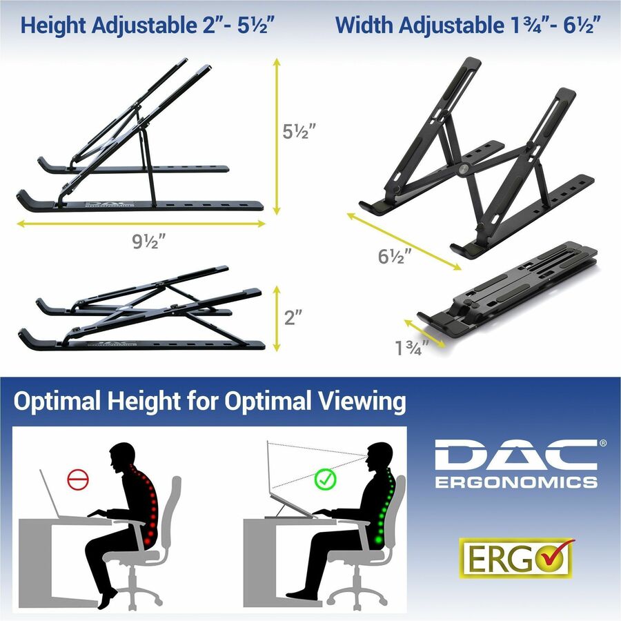 Image of DAC® MP-222 Portable and Adjustable Laptop/Tablet Stand, Black