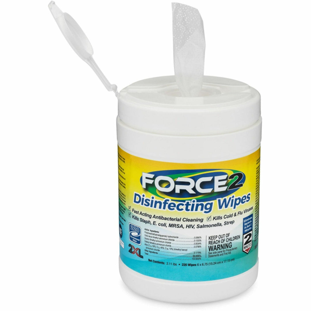 Image of 2XL Disinfecting Wipes, 6"Wx6-3/4"H, 220/Can, White