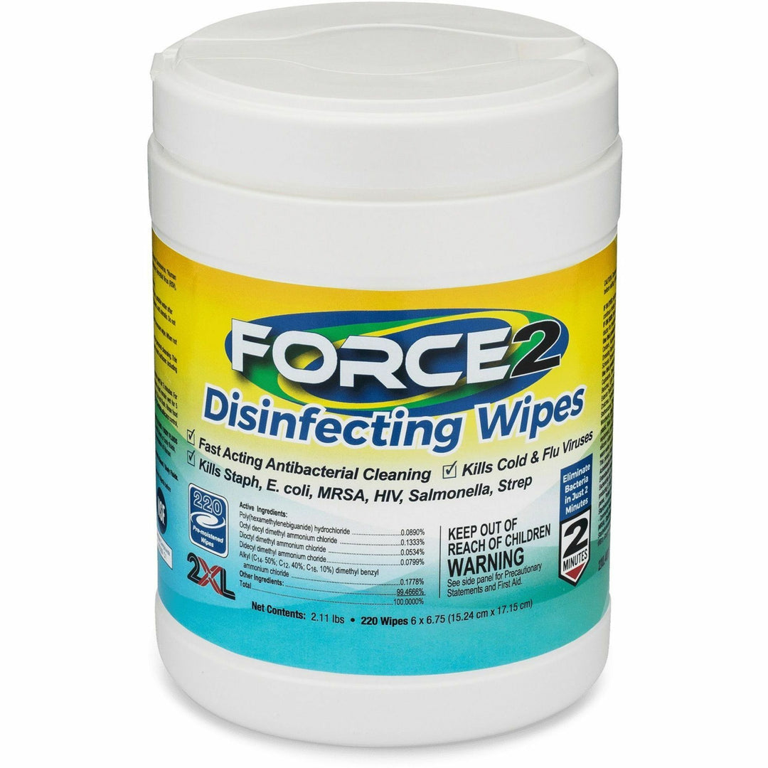 Image of 2XL Disinfecting Wipes, 6"Wx6-3/4"H, 220/Can, White