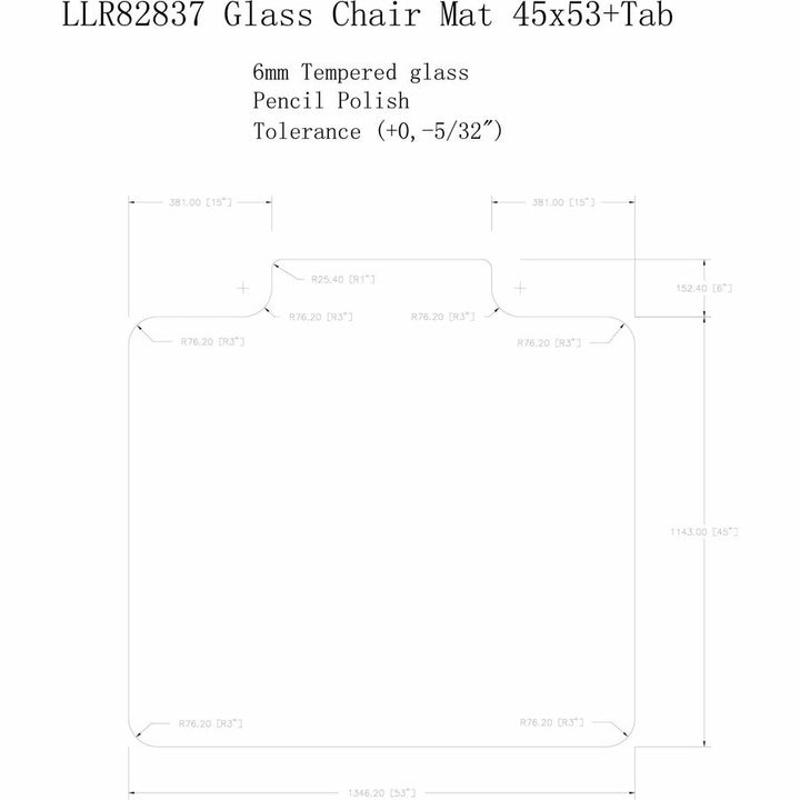 Image of Lorell Chairmat, w/Lip, Tempered Glass, 1000 lb Cap, 45"x53", Clear