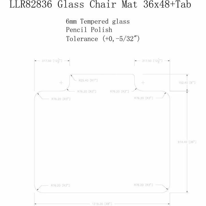 Image of Lorell Chairmat, w/Lip, Tempered Glass, 1000 lb Cap, 48"x36", Clear