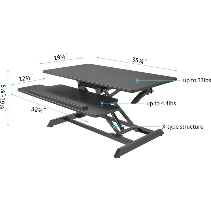 Image of Lorell Desk Riser,Adjustable,Gas Lift,35-3/8"x19-5/8"x19-1/4",BK