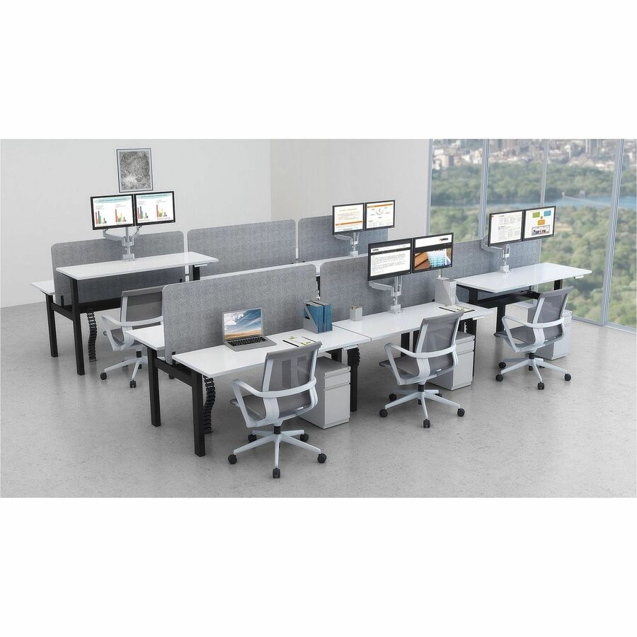 Image of Lorell 25963 Acoustic Desktop Privacy Panel, 70.9" W x 23.6" Height, Polyester Fiber, Light Gray, 1 Each