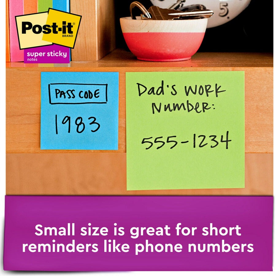 Image of 3M Super Sticky Pads,2"x2",90Sht/Pad,18/PK,Assorted