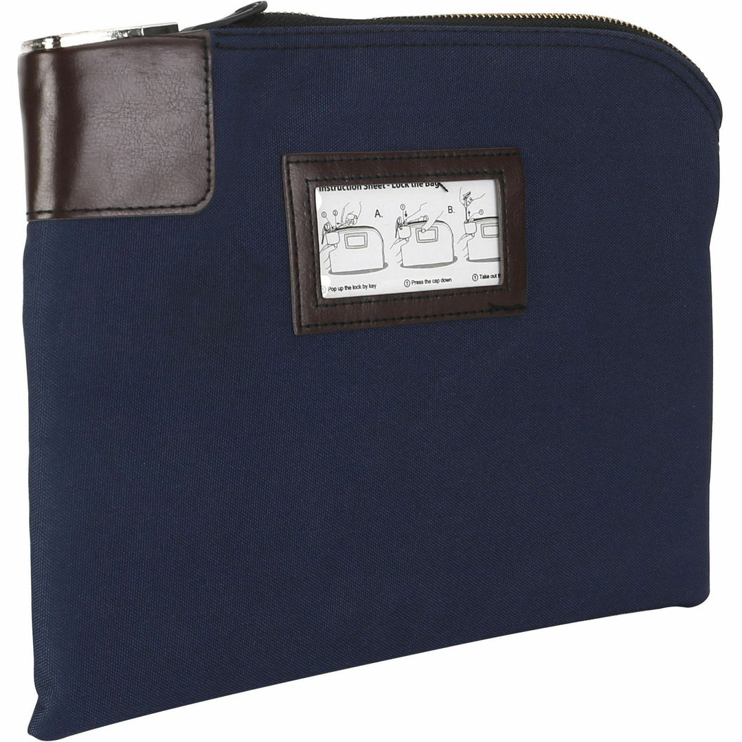 Image of Sparco 02868 Locking Currency Bag, 11" L x 8.50" Width, Navy, Coin, Currency, Document, 1 Pack