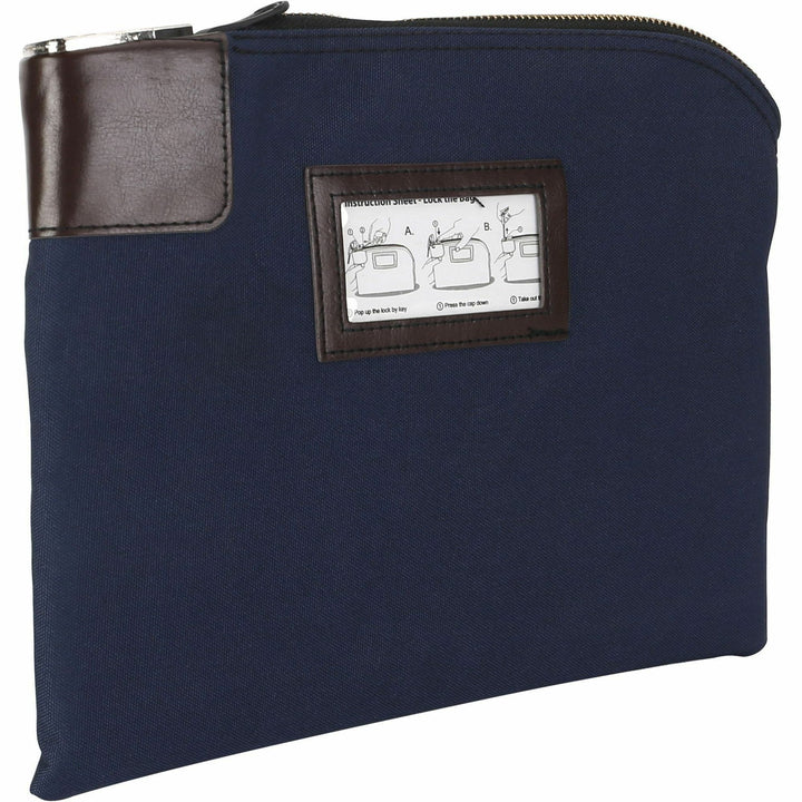 Image of Sparco 02868 Locking Currency Bag, 11" L x 8.50" Width, Navy, Coin, Currency, Document, 1 Pack
