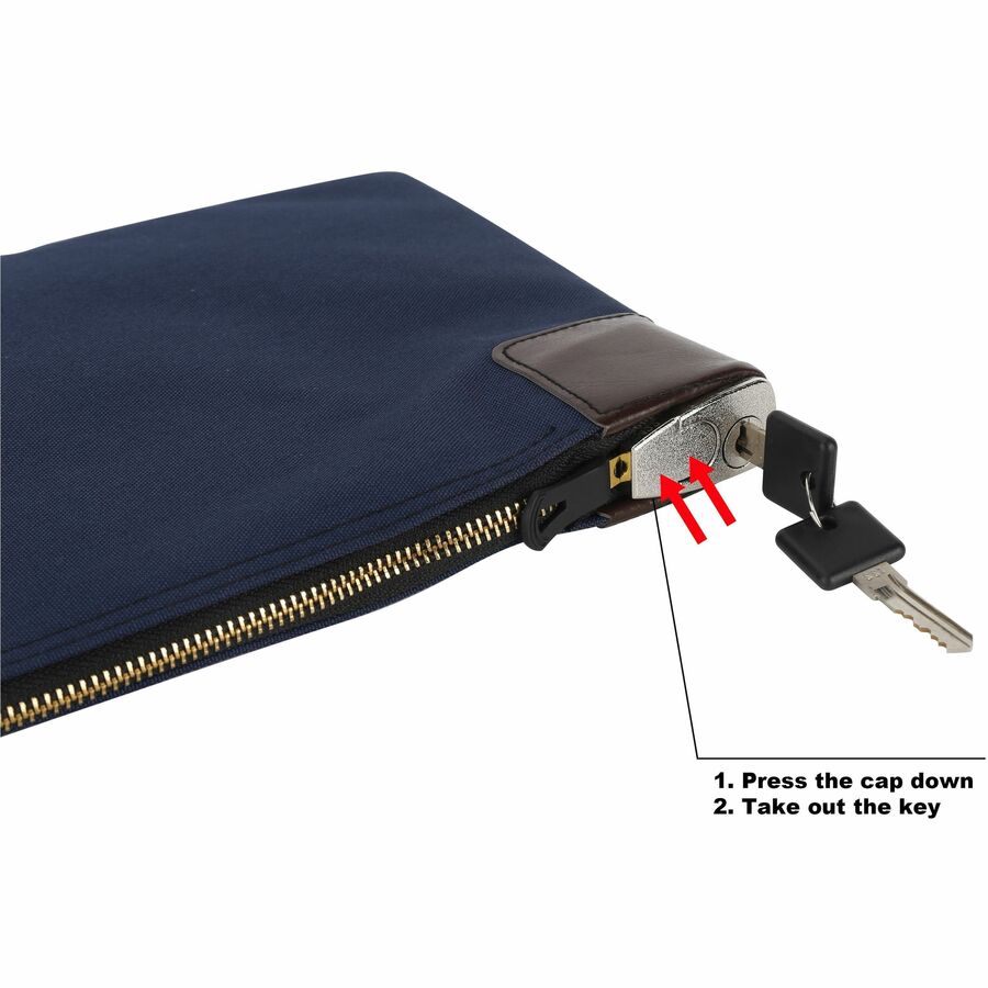 Image of Sparco 02868 Locking Currency Bag, 11" L x 8.50" Width, Navy, Coin, Currency, Document, 1 Pack
