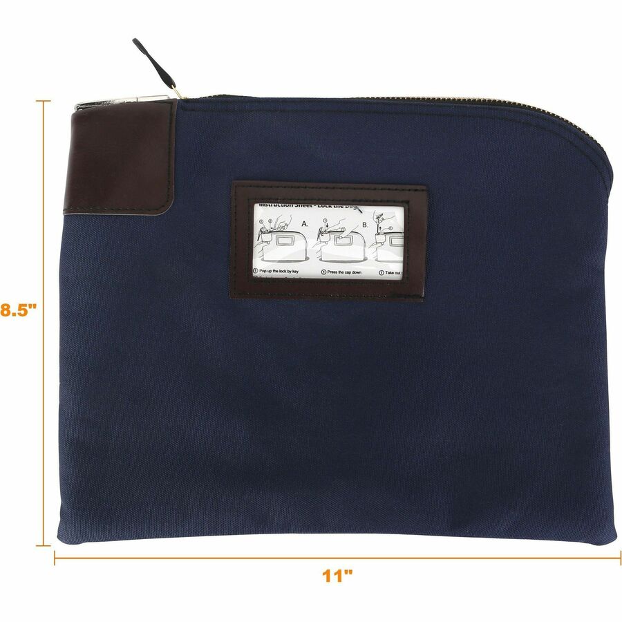 Image of Sparco 02868 Locking Currency Bag, 11" L x 8.50" Width, Navy, Coin, Currency, Document, 1 Pack