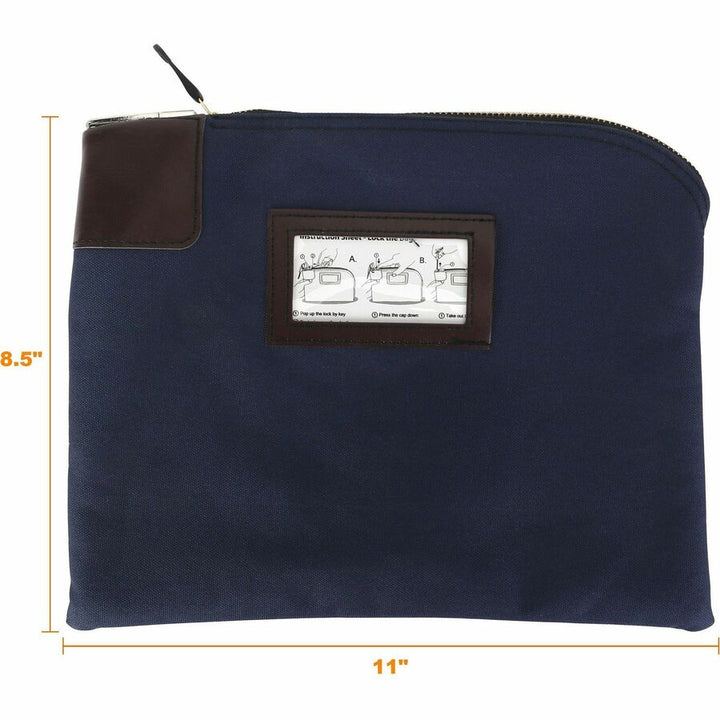 Image of Sparco 02868 Locking Currency Bag, 11" L x 8.50" Width, Navy, Coin, Currency, Document, 1 Pack