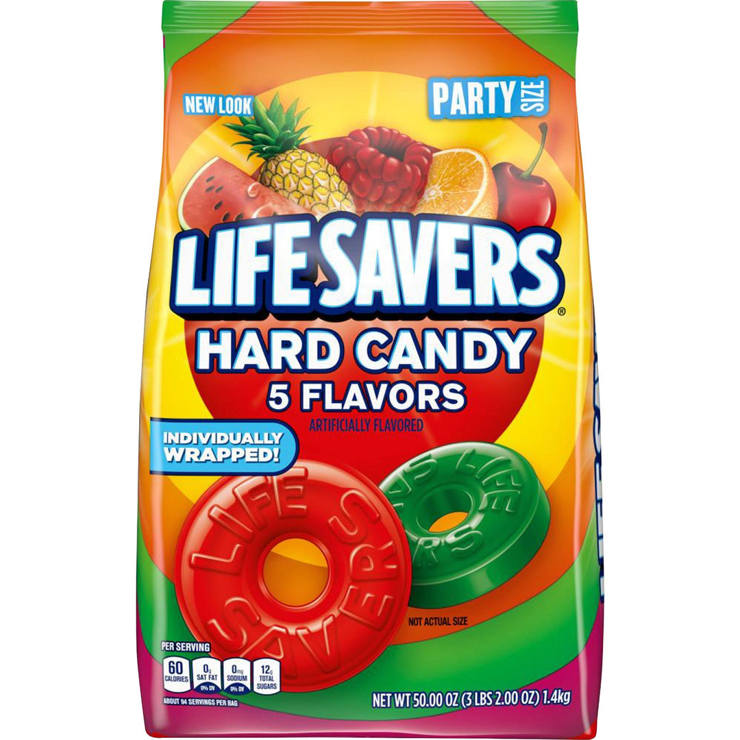 Image of Life Savers 28098 Hard Candy, Cherry, Raspberry, Watermelon, Orange, Pineapple, Individually Wrapped, 3.12 lb, 1 Each