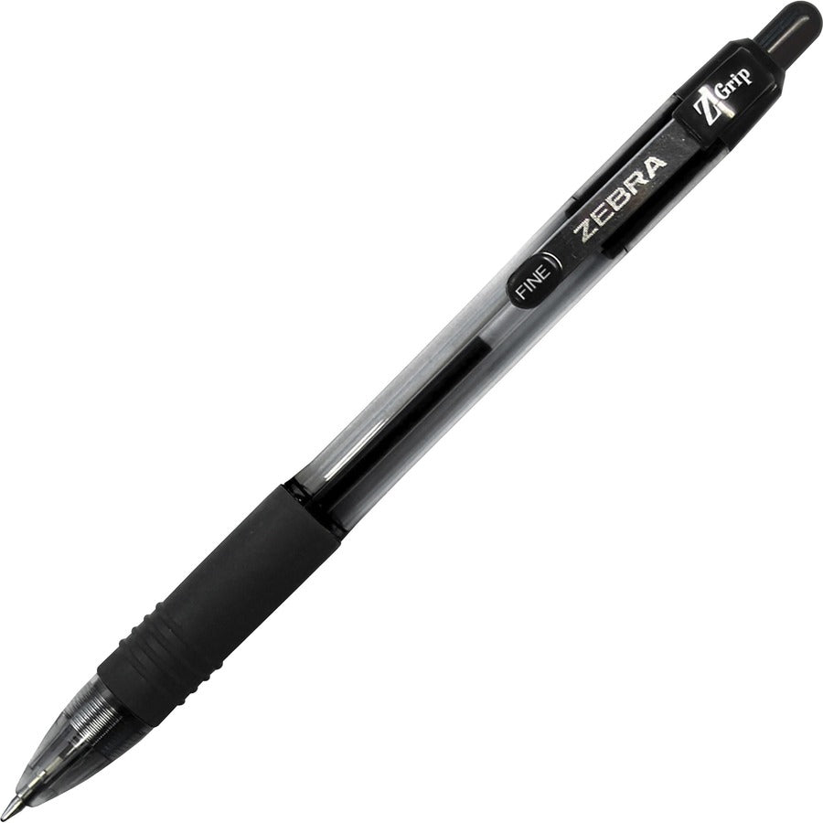 Image of Zebra® Z-Grip Ballpoint Pen, Retractable, Medium 0.7 mm, Black Ink, Clear/Black Barrel, 30/Pack