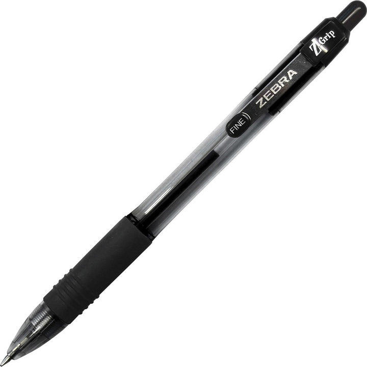 Image of Zebra® Z-Grip Ballpoint Pen, Retractable, Medium 0.7 mm, Black Ink, Clear/Black Barrel, 30/Pack