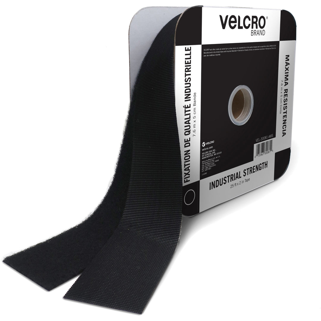 Image of VELCRO® Brand Industrial Strength Heavy-Duty Fasteners, 2" X 25 Ft, Black