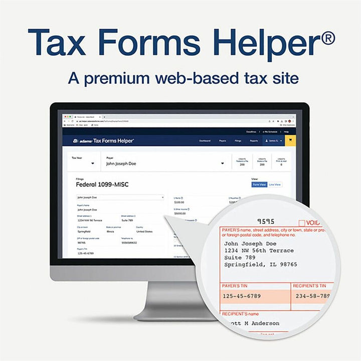Image of Adams® 4-Part 1099-MISC Tax Forms with Tax Forms Helper, 2024, Four-Part Carbonless, 8.5 x 5.5, 2 Forms/Sheet, 50 Forms Total