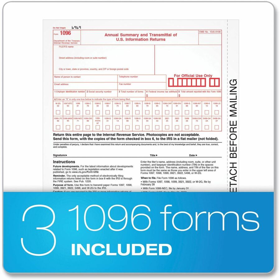 Image of Adams® 4-Part 1099-MISC Tax Forms with Tax Forms Helper, 2024, Four-Part Carbonless, 8.5 x 5.5, 2 Forms/Sheet, 50 Forms Total