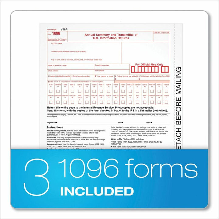 Image of Adams® 4-Part 1099-NEC Tax Form Kit with Security Envelopes and Tax Forms Helper, 2024, 8.5 x 3.5, 3 Forms/Sheet, 24 Forms Total