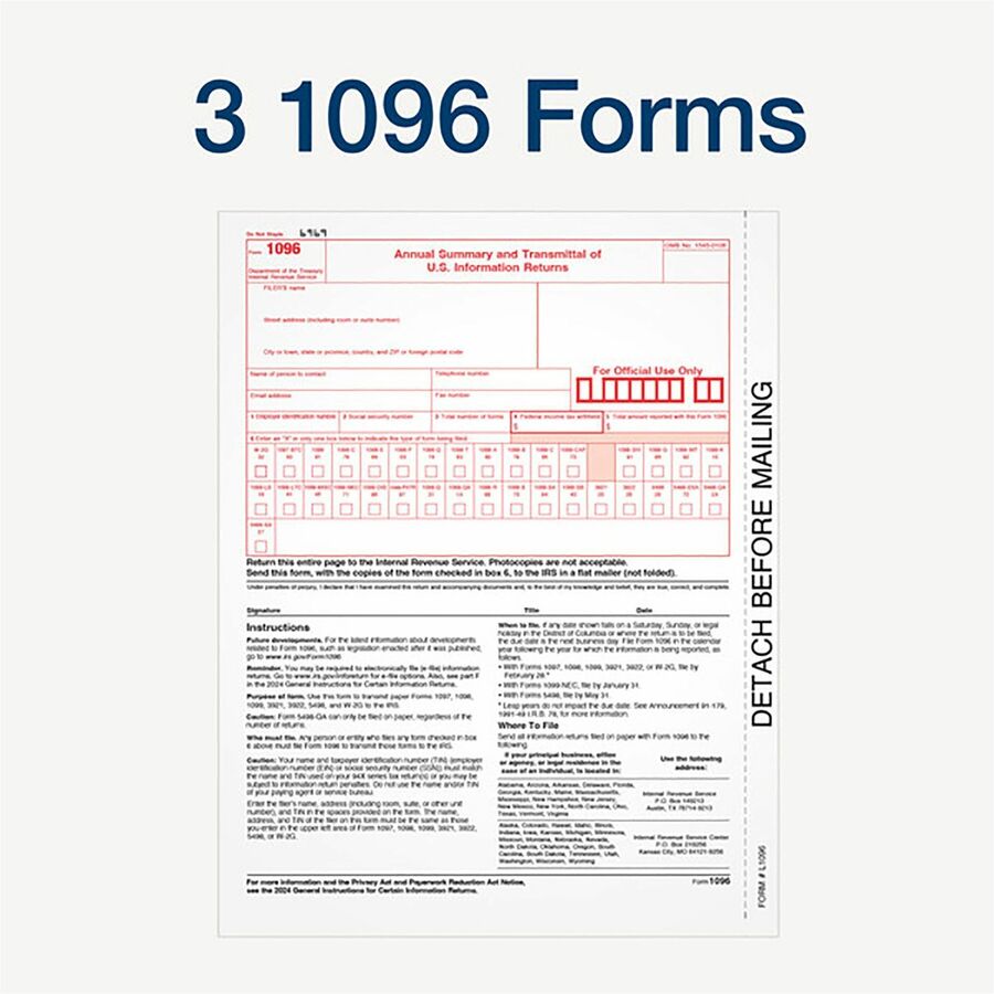 Image of Adams® 4-Part 1099-NEC Tax Form Kit with Security Envelopes and Tax Forms Helper, 2024, 8.5 x 3.5, 3 Forms/Sheet, 24 Forms Total