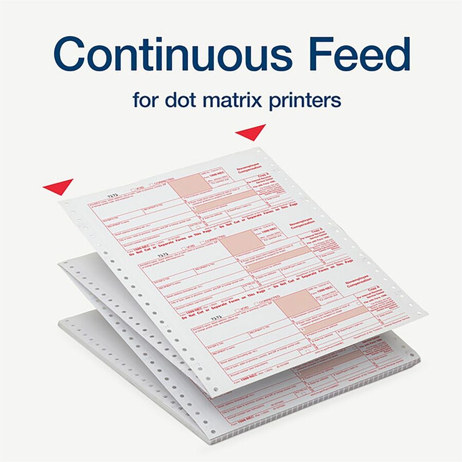 Image of Adams® 4-Part 1099-NEC Continuous Feed Tax Forms, Fiscal Year: 2024, Four-Part Carbonless, 8.5 x 5.5, 2 Forms/Sheet, 24 Forms Total