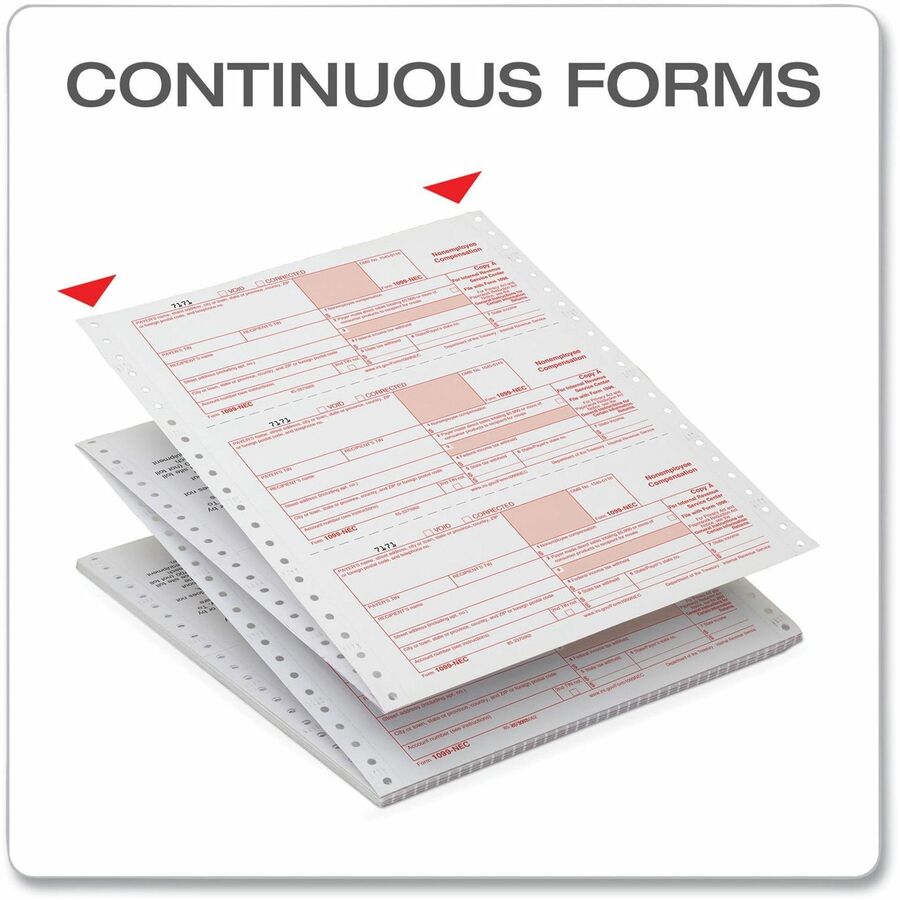 Image of Adams® 4-Part 1099-NEC Continuous Feed Tax Forms, Fiscal Year: 2024, Four-Part Carbonless, 8.5 x 5.5, 2 Forms/Sheet, 24 Forms Total