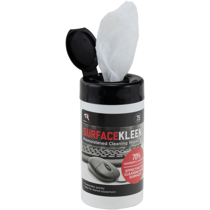 Image of Read Right RR15111 Surface Kleen Cleaning Wipes, 6.30" L x 5" Width, Pre-moistened, Fast Acting, Quick Drying, White, 75/Tub, 1 Each