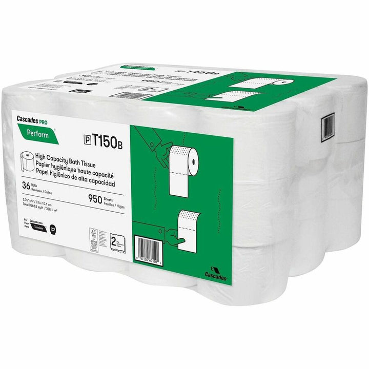 Image of Cascades PRO T150 Tandem Bathroom Tissue, 2 Ply, 950 Sheets/Roll, 1 1/10" Core, White, 36 Rolls Per Container, 36 / Carton