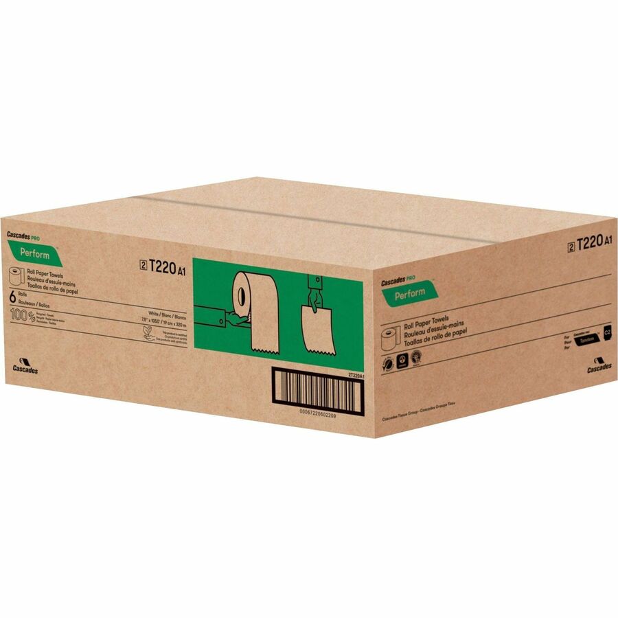 Image of Cascades Paper Towels,Chlorine-Free,Recycled,1-Ply,8"x1050',6RL/CT,WE