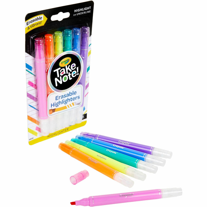 Image of Crayola® Highlighter, Erasable, 4-3/5"Wx7-3/5"Lx7/10"H, 6/PK, AST