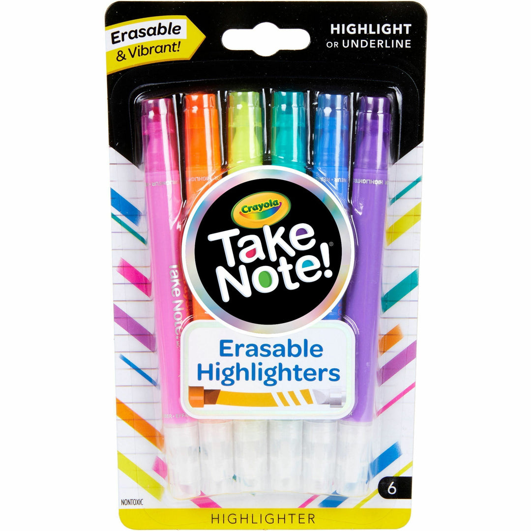 Image of Crayola® Highlighter, Erasable, 4-3/5"Wx7-3/5"Lx7/10"H, 6/PK, AST