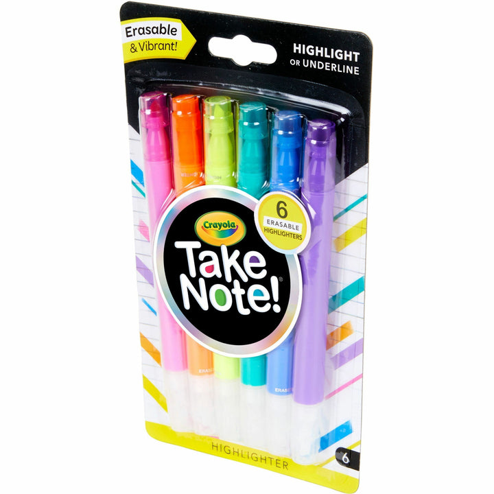 Image of Crayola® Highlighter, Erasable, 4-3/5"Wx7-3/5"Lx7/10"H, 6/PK, AST