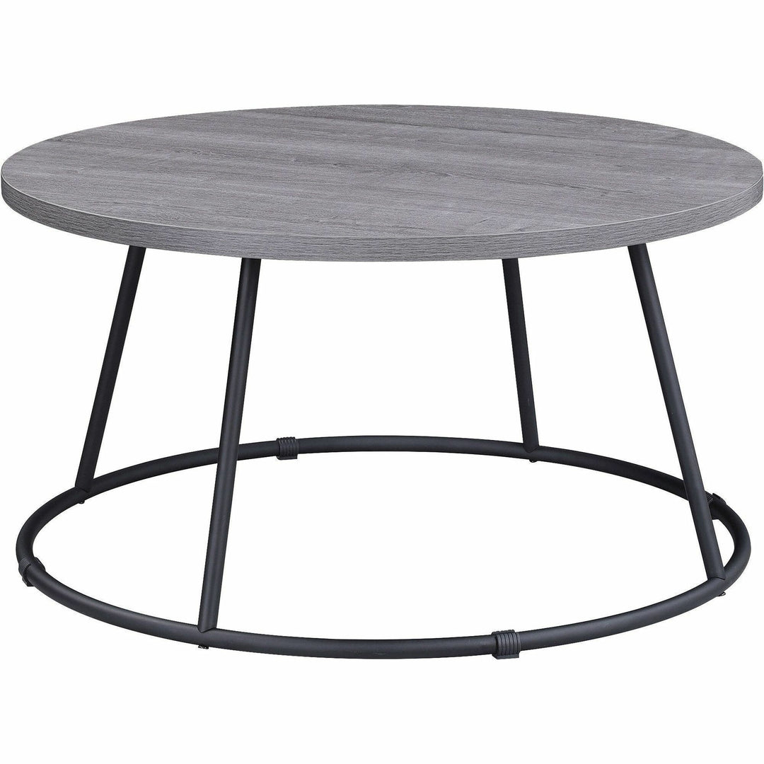 Image of Lorell Coffee Table, Round, Steel Base, 31-1/2"x16-3/4", WCharcoal