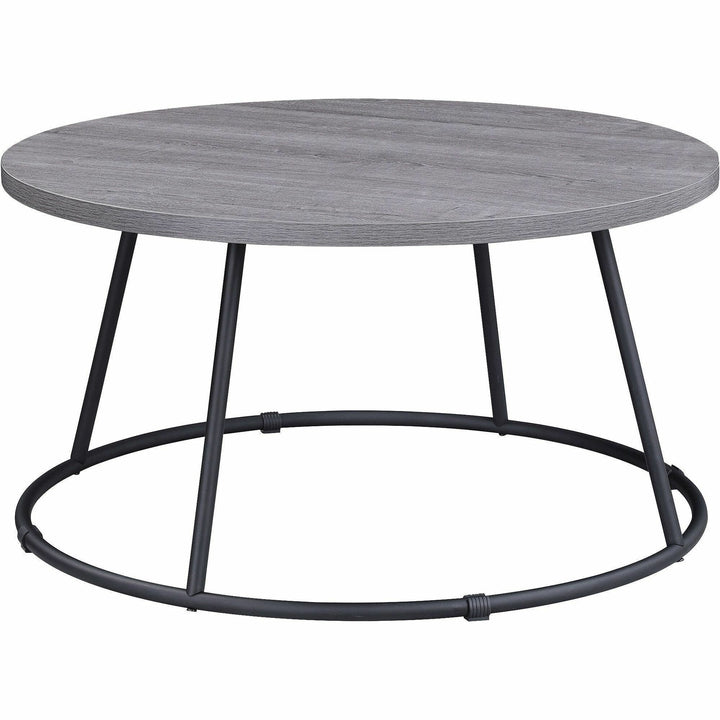Image of Lorell Coffee Table, Round, Steel Base, 31-1/2"x16-3/4", WCharcoal