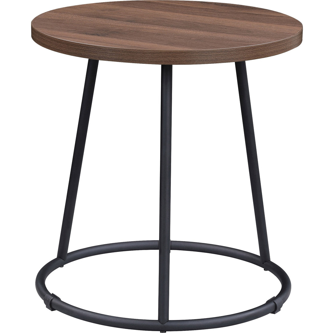 Image of Lorell End Table, Round, Steel Base, 19"x19-3/4", Walnut