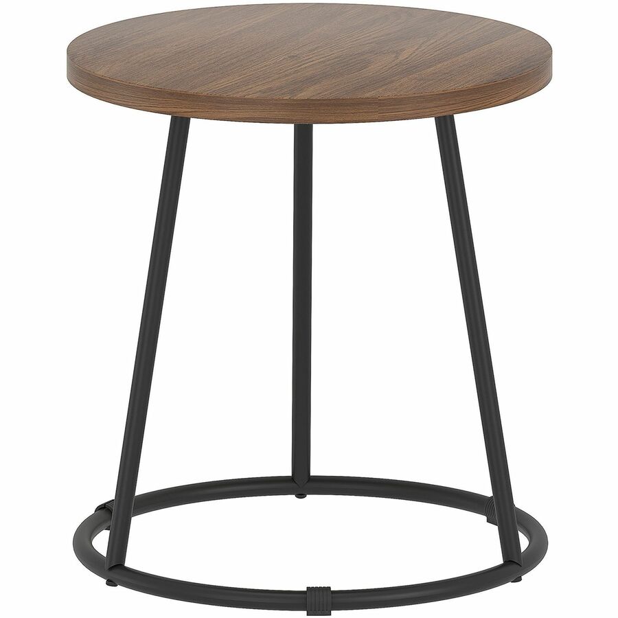 Image of Lorell End Table, Round, Steel Base, 19"x19-3/4", Walnut